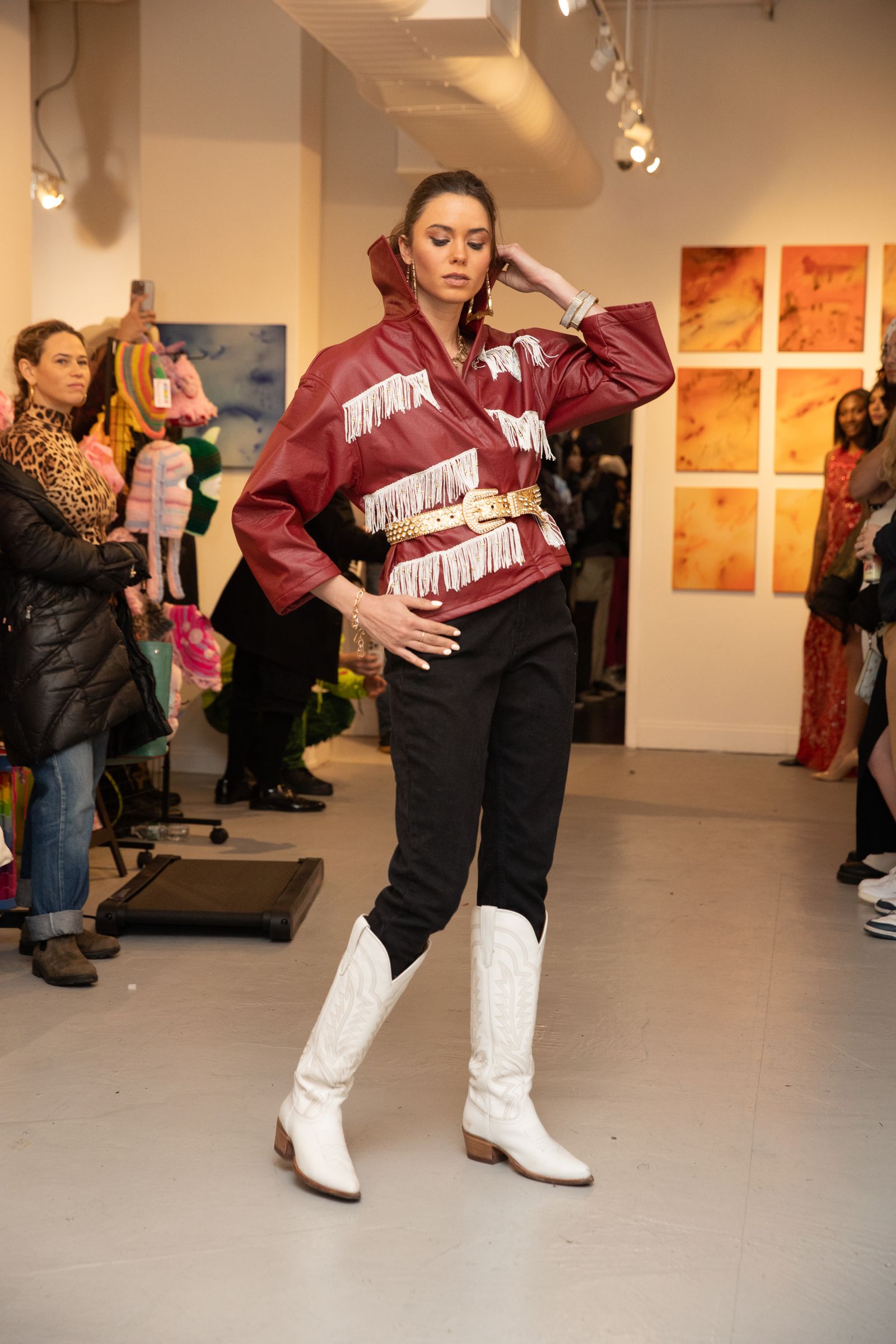 Red Fringe Leather Jacket worn